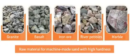 Which materials can be processed into machine-made sand?