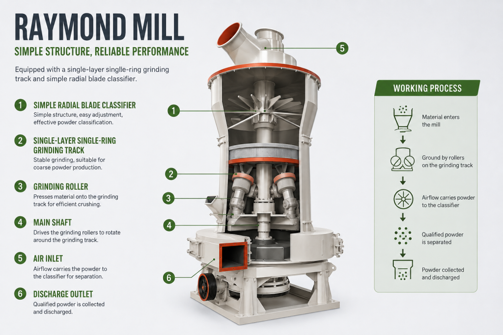 Cutaway View Of Raymond Mill Single-Layer Grinding & Blade Classifier
